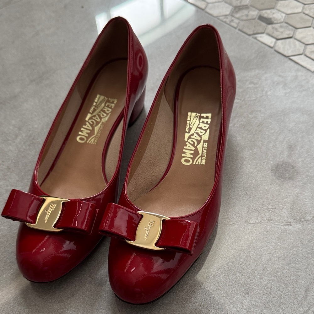 Salvatore Ferragamo Women's Red Patent Leather Flats
